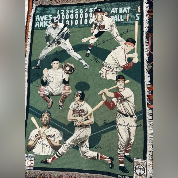 Baseball Players Hall of Fame Woven Throw Blanket - Green Goodwin Weavers 1996